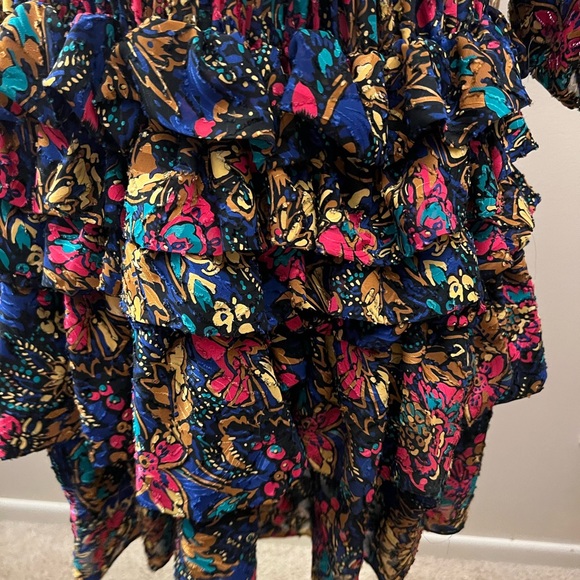 Playful Vintage Diane Freis Originals Beaded Sequin Tired Mini Ruffle Dress 💙❤️ - Picture 3 of 6